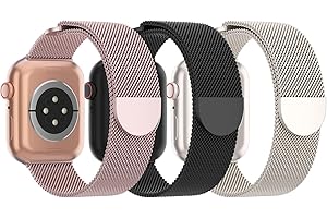 STEEZRD 3 Pack Mesh Metal Band Compatible with Apple Watch Band 38mm 40mm 41mm 42mm 44mm 45mm 46mm 49mm, Stainless Steel Magnetic Loop Strap for iWatch Ultra 3 2 1 Series 11/10/9/8/SE/7/6/5/4/3 Men Women
