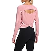 Bestisun Long Sleeve Workout Running Shirts Athletic Yoga Gym Crop Tops for Women