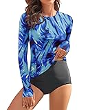 WOWENY Women Rash Guard Long Sleeve Swimsuit Top