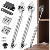 Drop Down Gas Struts with Hings for Cabinets,Soft Close Hinge for Drop Front Desk, Secretary - Slow Closing Hydraulic Stay Lid Support(100N,2 Pack,Silver)