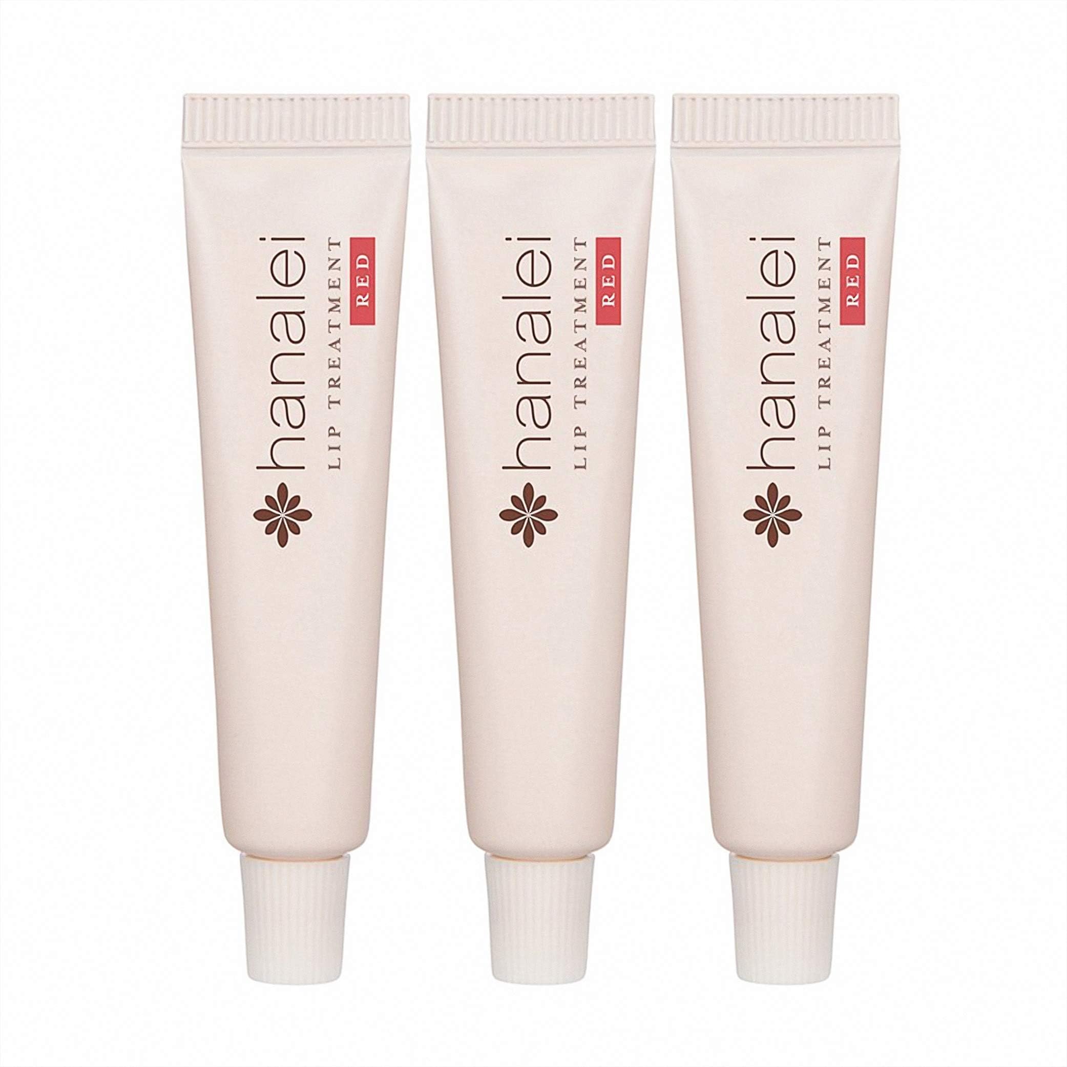 Lip Treatment by Hanalei, Made with Kukui Oil, Shea Butter, Agave, and Grapeseed Oil Soothe Dry Lips, (Cruelty free, Paraben Free) MADE IN USA. Red Travel-size 3 pack (5ml/5g/0.17oz x 3 tubes)