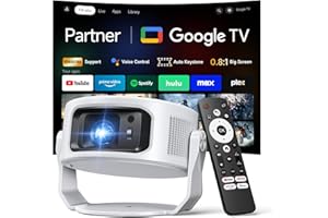 Philoent【Google TV Included】 Smart Mini Projector, Ultra Short Throw for Big Screen in Small Room, Auto Keystone Portable pro