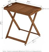 Furinno TIOMAN Outdoor Table, Foldable, Removable Tray, Natural Wood view 3