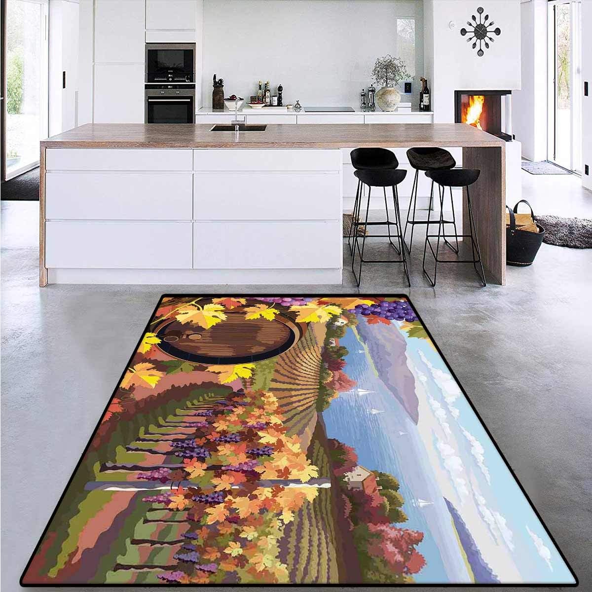 Room Home Bedroom Carpet Floor Mat, Cartoon Vineyard Grapes