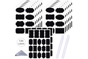 Wisdompro 134 Chalkboard Labels with 2 Chalk Markers, 3 Sizes Removable and Waterproof Blackboard Stickers for Mason Jars, Gl