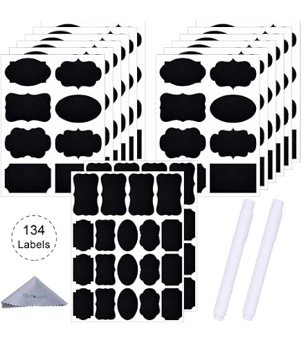 Lot De 150 Étiquettes Tableau Noir Sunn - Autocollantes Effaçables - 5.5x3.5cm - Avec Stylo Craie Liquide - Réutilisables