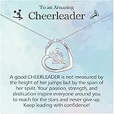 PODLEV Cheerleader Gifts for Girls, Colorful CZ Heart Pendant Cheer Necklace Jewelry, Christmas Birthday Graduation Gifts for Daughter Granddaughter Niece Friend Cheerleading Coach Team