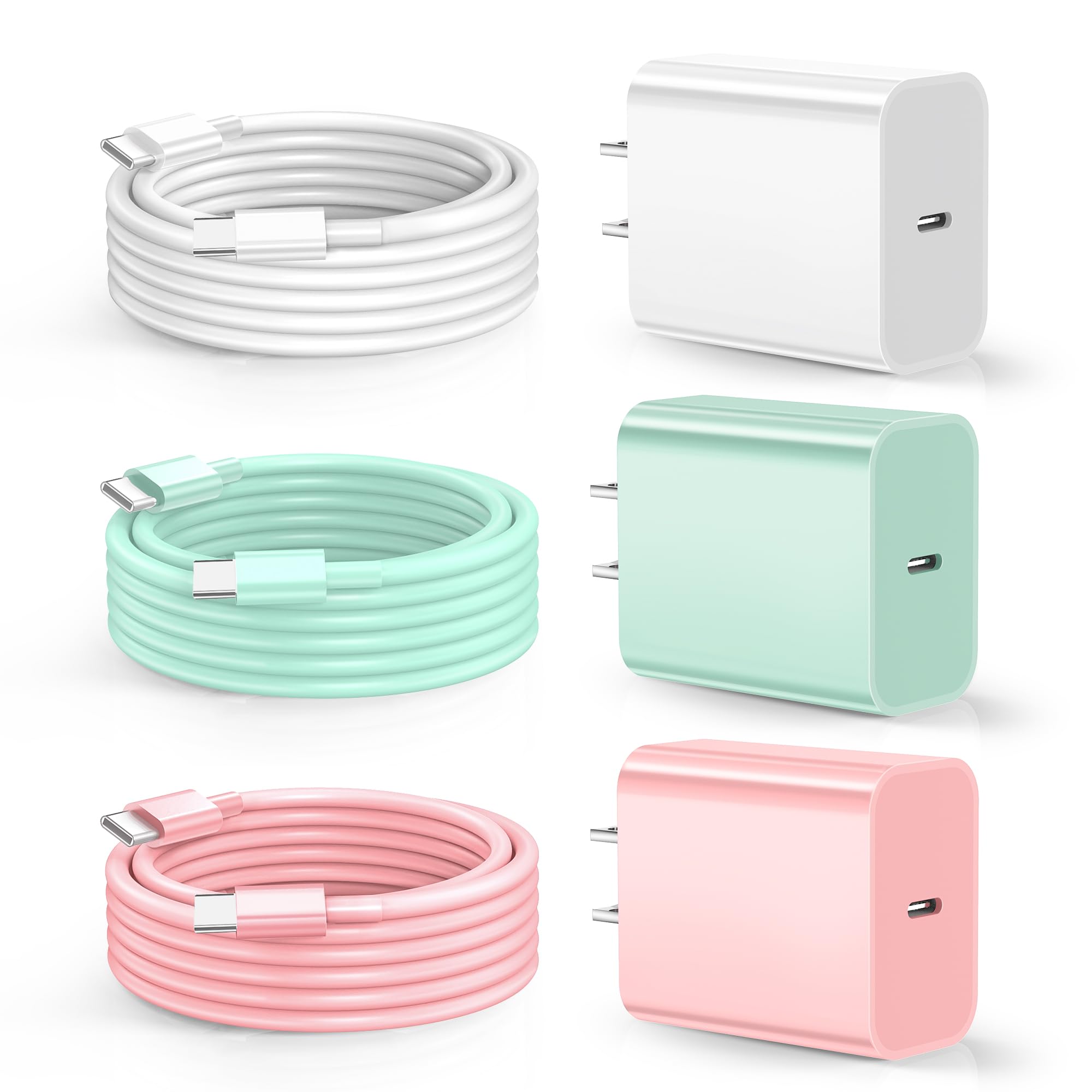 Photo 1 of Dayaoncy Compatible with iPhone 16/15 Charger Fast Charging, 20W USB C Wall Charger with 3Pack 10FT USB C to C Cable, Type C to Type C Fast Charger Compatible with Phone/Android/Phone/Samsumg/Pad