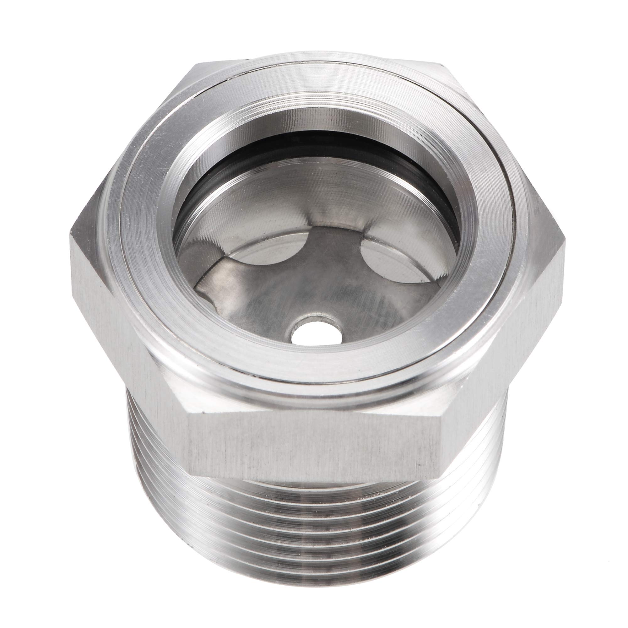 sourcing map Oil Liquid Level Gauge Sight Glass 3/4 NPT Male Threaded 304 Stainless Steel Air Compressor Fittings, Silver Tone
