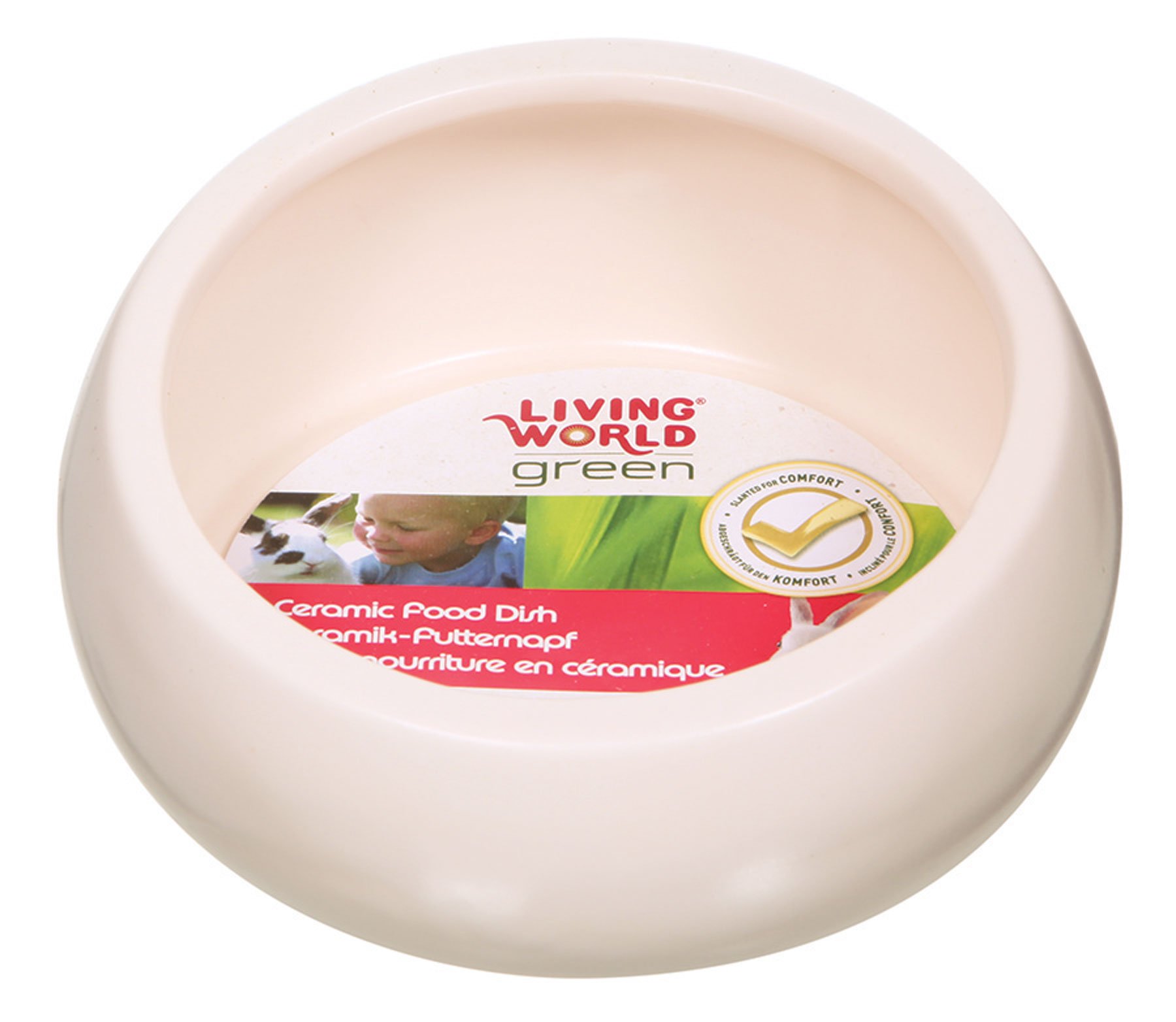 Living World Green Ceramic Food Dish/Bowl, 300 ml