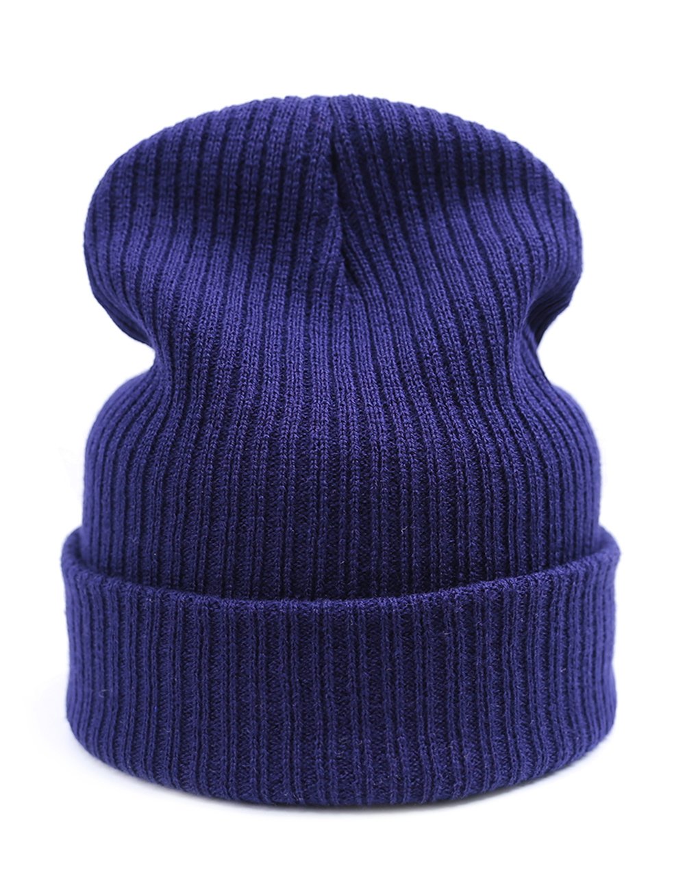 EVRFELAN Slouchy Beanie Casual Knitted Winter Hat Cuffed Plain Warm Cap Pure Color Simple Skull Cap for Women Men(Navy blue)