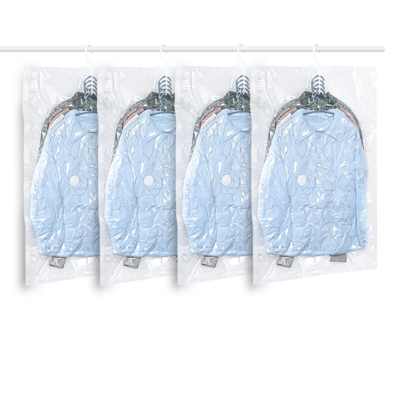 QH7 coat vacuum bags hanging, Suits, Dresses, Coats or Jackets, Clear & Reusable Closet Organizer with 4 (105x70cm) — image 1