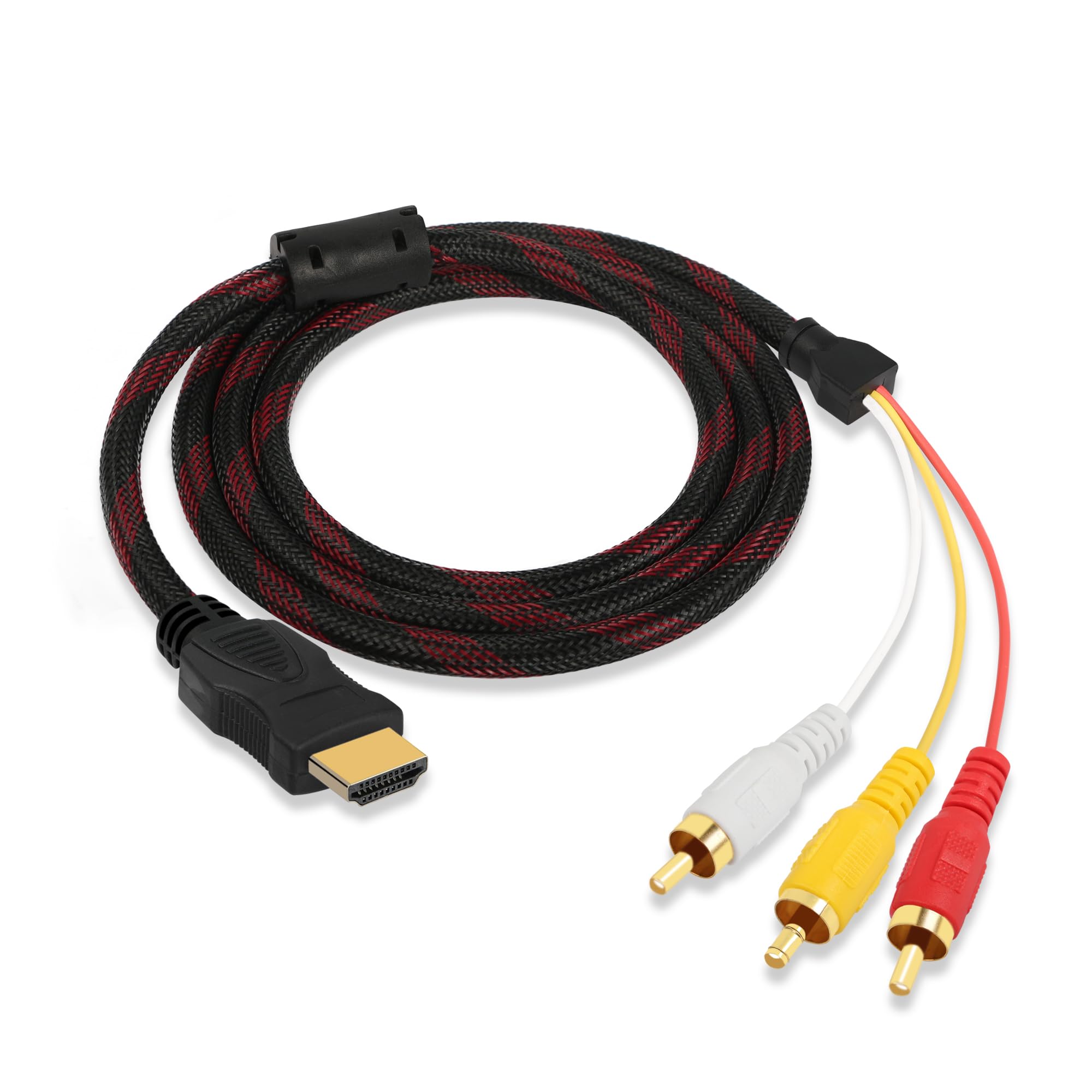 YAODHAOD HDMI-3RCA Adapter HDMI Male to 3 RCA Female Composite Video Audio VA Component Converter Adapter Suitable for HDTV DVD and Most LCD Projectors Device (5FT)…