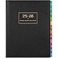 2025-2026 Appointment Book & Planner - 2025-2026 Daily Hourly Planner, 9" x 11", Jul.2025 - Jun.2026, Weekly Appointment Book with 15-Minute Interval, Leather Cover, Colorful Tabs - Black