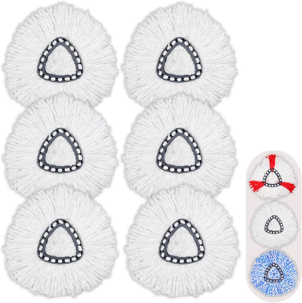 UNU 6pk Mop Head Replacement for Vileda Triangle Swivel Mops Microfiber