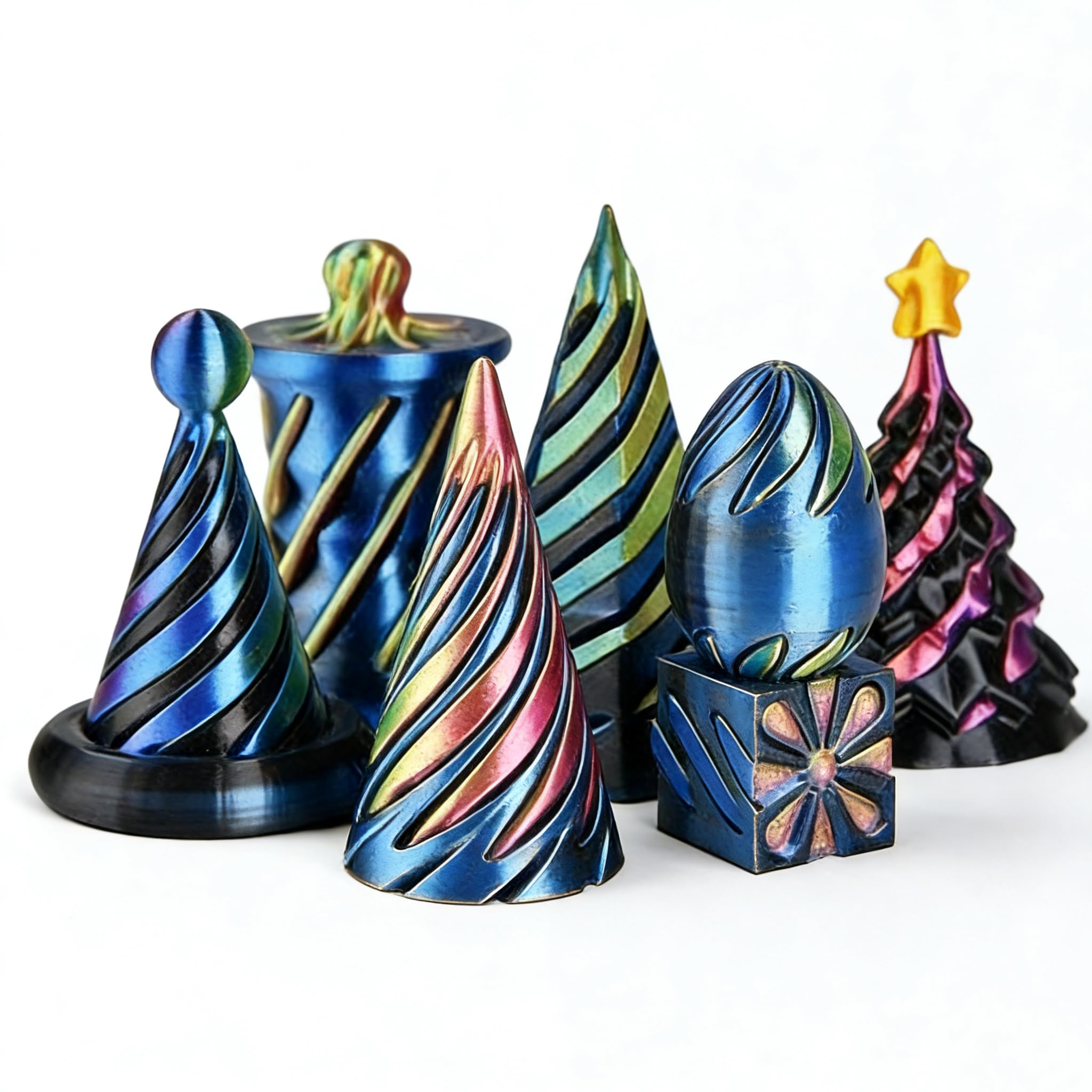 7-Pack 3D Printed Toys Set,QIANSSE Impossible Cone Spiral Fidget Cones Stress Relief Desktop Decorations Gift for Kids Adults