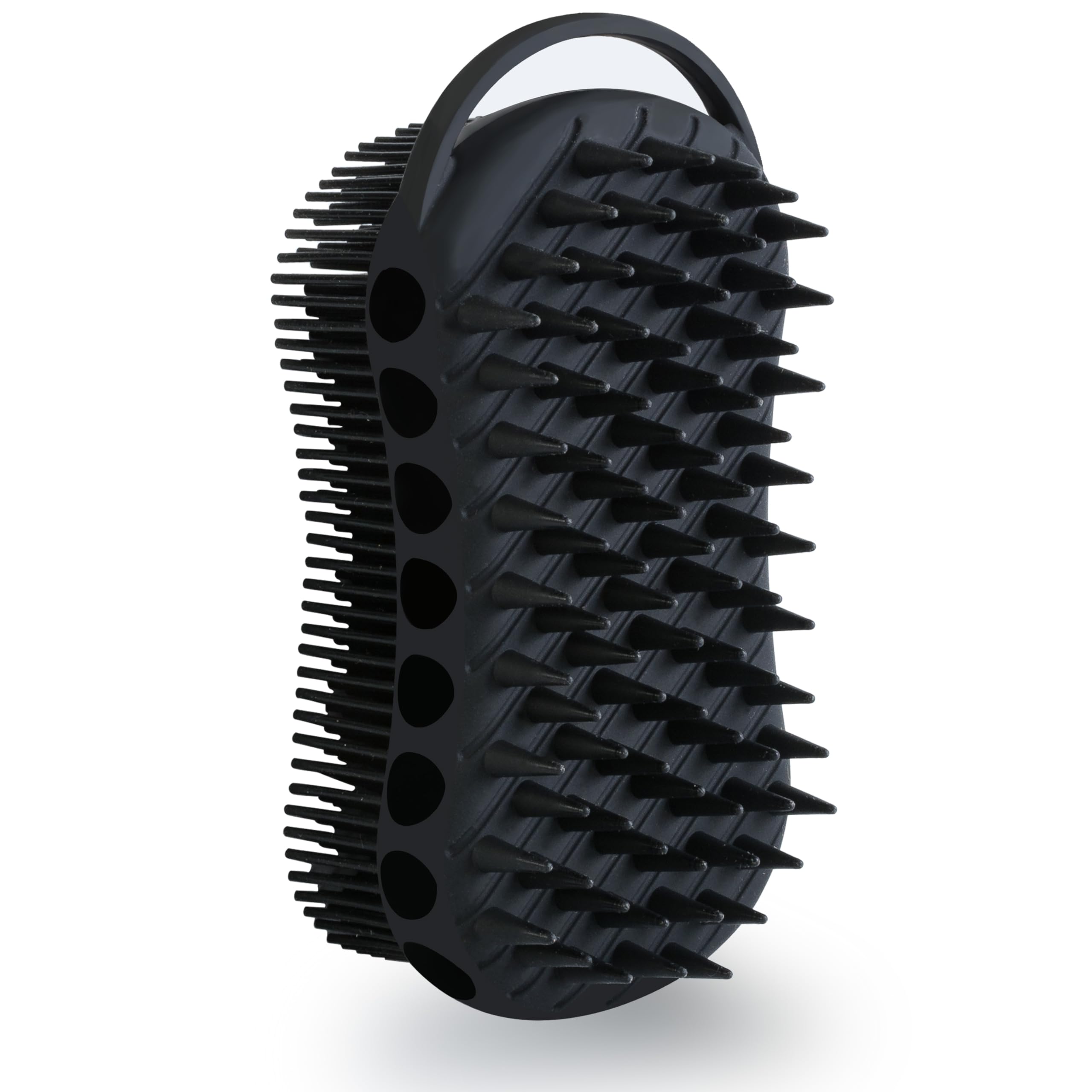 Photo 1 of MtBoi Double-Sided Exfoliating Silicone Body Scrubber, 2-in-1 Bath Scrubber, Shampoo Brush, Silicone Loofah for All Skin Types, Shower Body Scrubber, Easy to Clean, Lather Well (Black)
