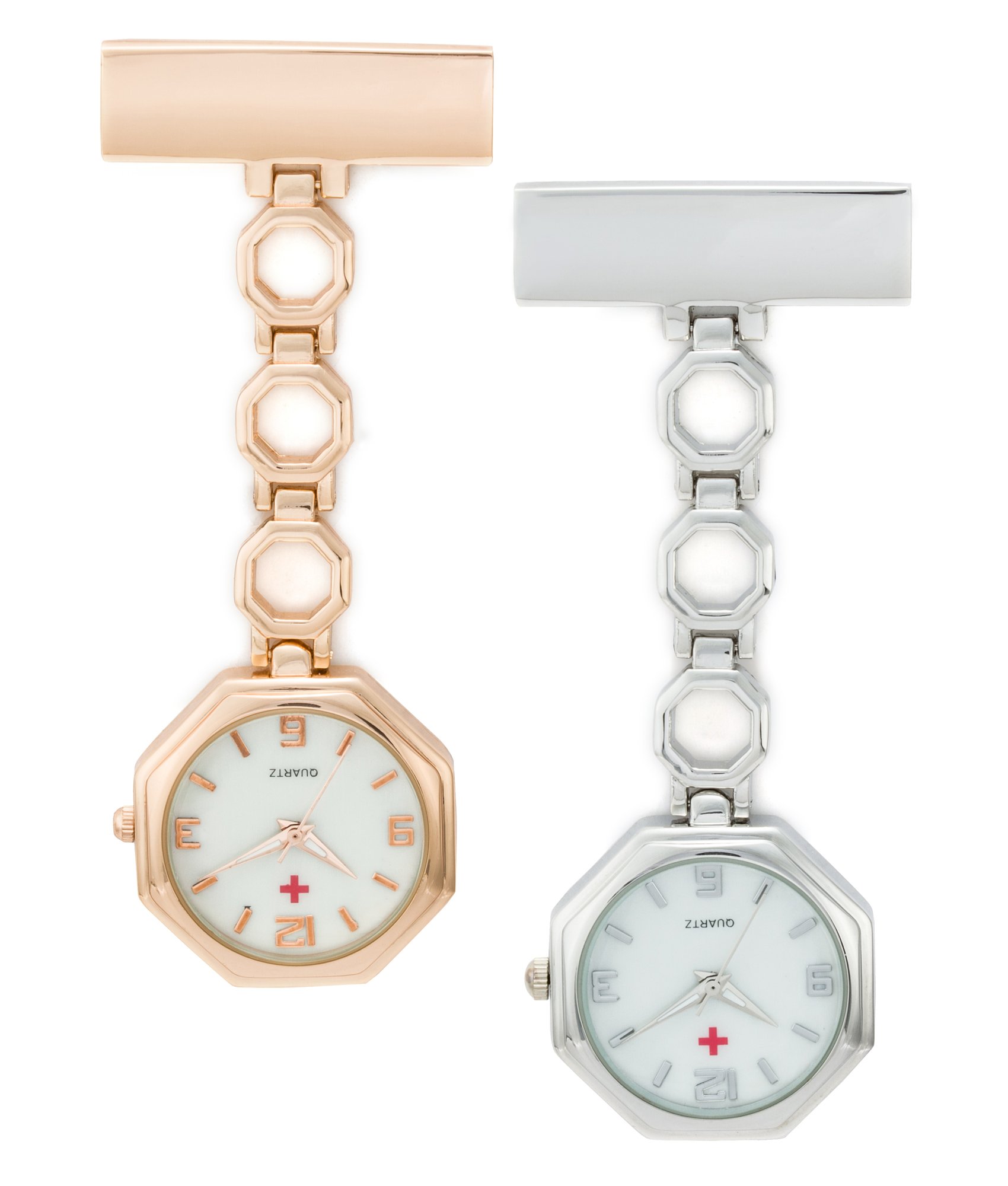 Sewor Medical Personnel en forme de coeur Band montre de poche 2 pcs à suspendre avec Deep Blue Marque Cuir Boîte cadeau idéal (Octogone)