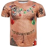 uideazone Men's Ugly Christmas T-Shirts Funny Holiday Short Sleeve Graphic Tees S-XXL