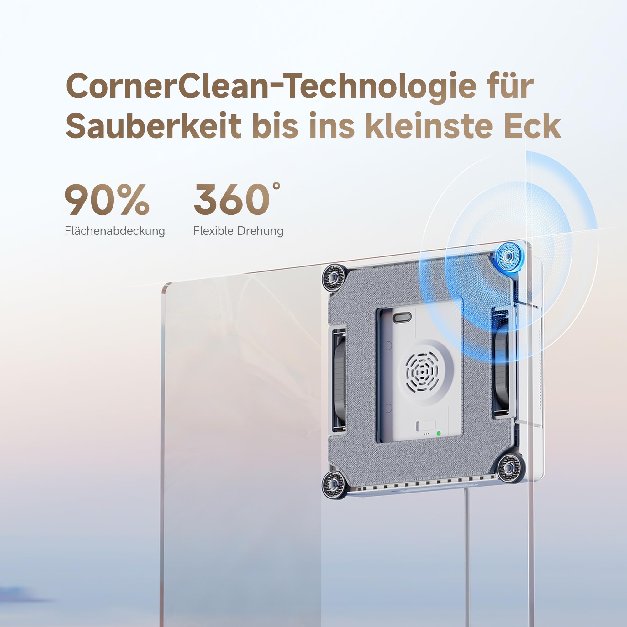 dreame C1 Fensterputzroboter, 5.500 Pa Saugkraft, zuverlässiges Sicherheitskonzept, CornerClean-Technologie, gründliche Nassreinigung, Dual-Spray-Technologie, intelligente Planung des Reinigungswegs 2