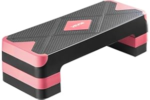 VEVOR Aerobic Exercise Step Platform, 28-Inch Workout Aerobic Stepper, Height Adjustable Fitness Training Step Deck Trainer w