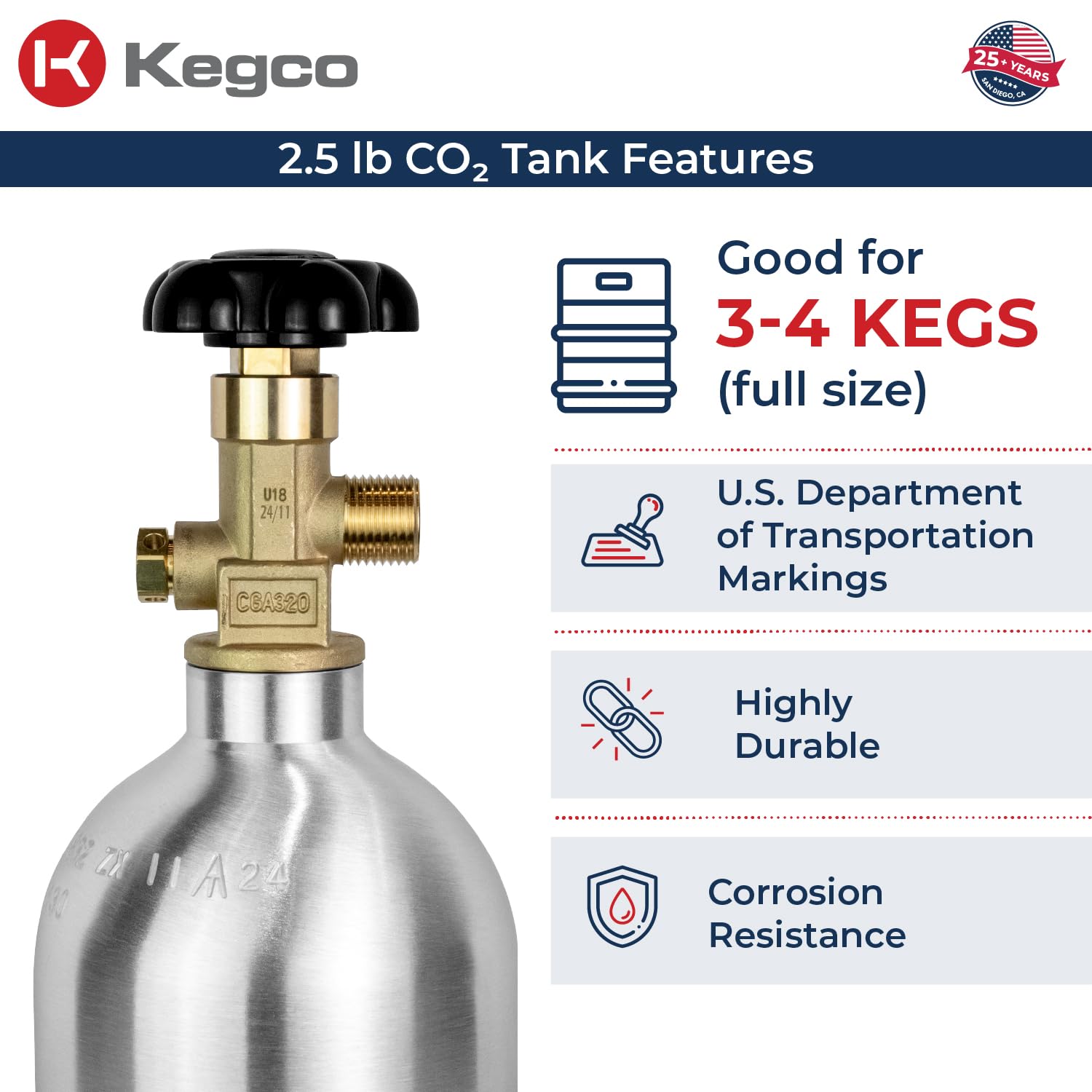 Kegco 2.5 lb. Aluminum Tank Co2 Cylinder