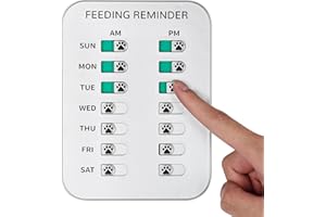 YAUYIK Dog Feeding Reminder, Magnetic OR Double Sided Adhesive Application, AM/PM Daily Chart Signs, Helps You Track Pets Feeding & Medication, Easy to Use on Fridge, Wall, Food Storage Bin (Silver)