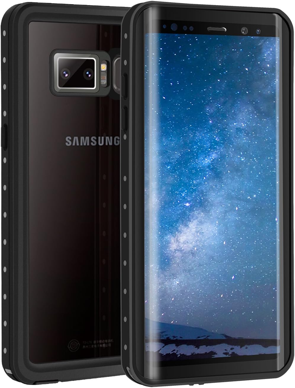 Galaxy Note 8 Waterproof Case - FITFORT IP68 Full Body with Built-in Screen Protector Drop Dust Sand Resistant Waterproof Case for Galaxy Note 8 - Black