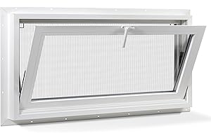 COLORPAPA Vinyl Hopper Basement Window, 32" x 18" Sliding Bathroom Window with Double Pane Insulated Tempered Glass and Fiber