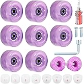 PATIKIL 8 Pack Roller Skate Wheels 58mmx32mm Quad Roller Skate Wheels with ABEC-9 Bearing 82A PU Skate Wheels &amp; 2 Toe Stoppers for Double Row Skate Skateboard Outdoor Indoor
