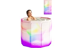 ALLIVING Portable Bathtub Adult Ice Bath Tub - Collapsible Folding Foldable Bathtub for Adult Shower Bathroom Hot SPA Soaking Cold Plunge Tub Deep Freestanding Bathtub Indoor Outdoor Purple
