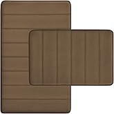 RUN HELIX Bathroom Rugs Set 2 Piece Memory Foam Bath Non-Slip Bath Mat,Washable Room Mats,Absorbent Shaggy Rugs Super Soft Kitchen Mats, Batroom Carpets for Bathroom,Tub,Shower Home Decor(Brown)