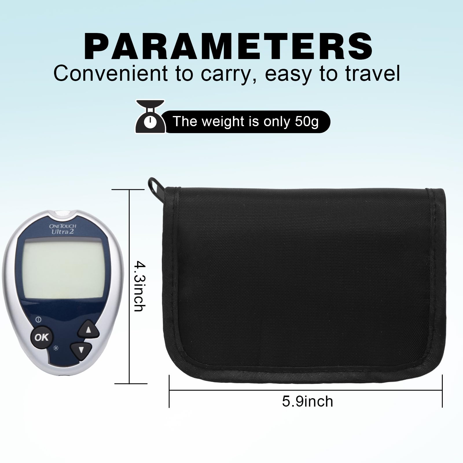 Diabetes Travel Case for One Touch Ultra 2, Blood Glucose Monitor Carrying Case for One Touch Ultra 2/Accu Chek, Diabetic Organizer Carrying Bag Kit