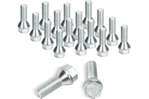 Dynofit M12x1.25 Lug Bolts Set Compatible with Je-ep Compass Cherokee Renegade, 20pcs 12mmx1.25 Lug Nuts Stud for Fiat 500 Do