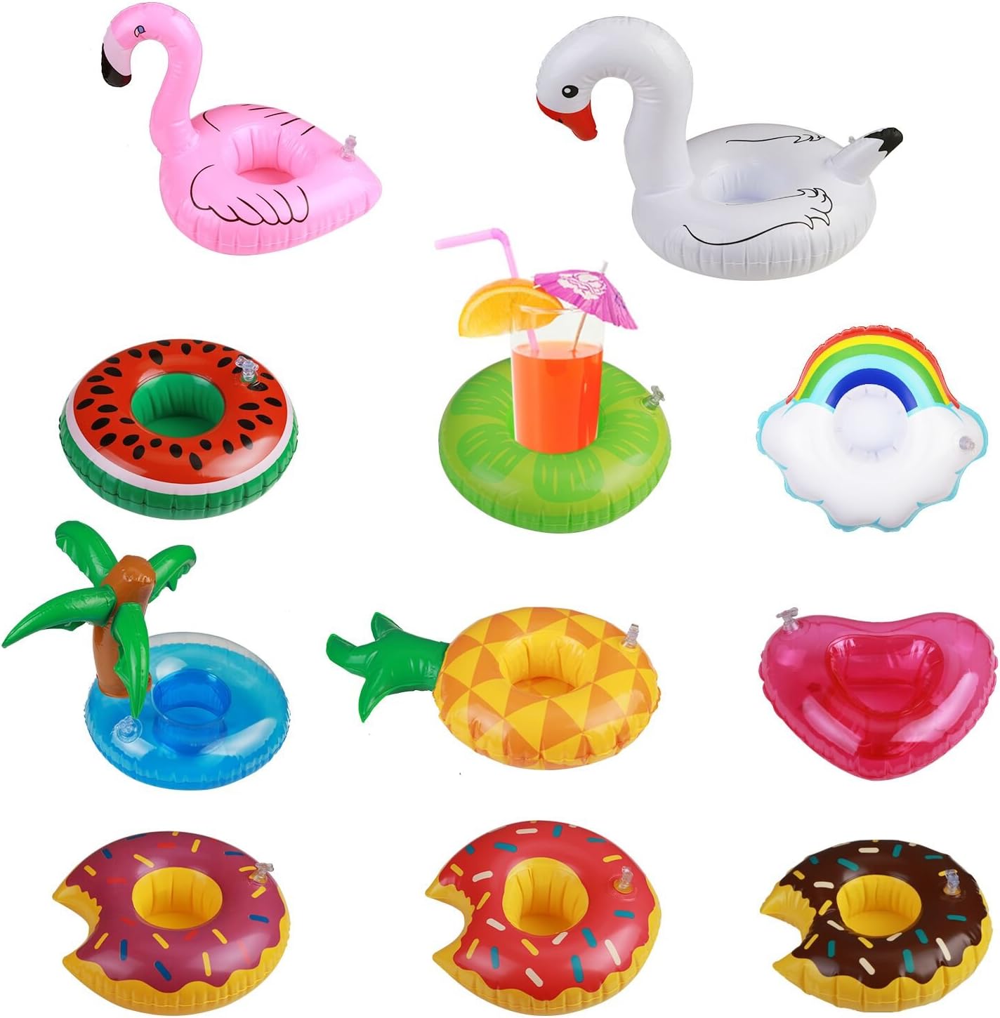SEELOK Inflatable Drink Holder Inflating Floating Drink Coasters Cup Holders Swimming Flotation Devices for Pool Party Water Fun Kids Bath Toys Shower