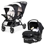 Baby Trend Sit N' Stand Tandem Double Stroller 2.0 DLX and EZ-Lift Plus Car Seat Set with 5 Point Safety Harnesses and Cozy Cover, Modern Khaki