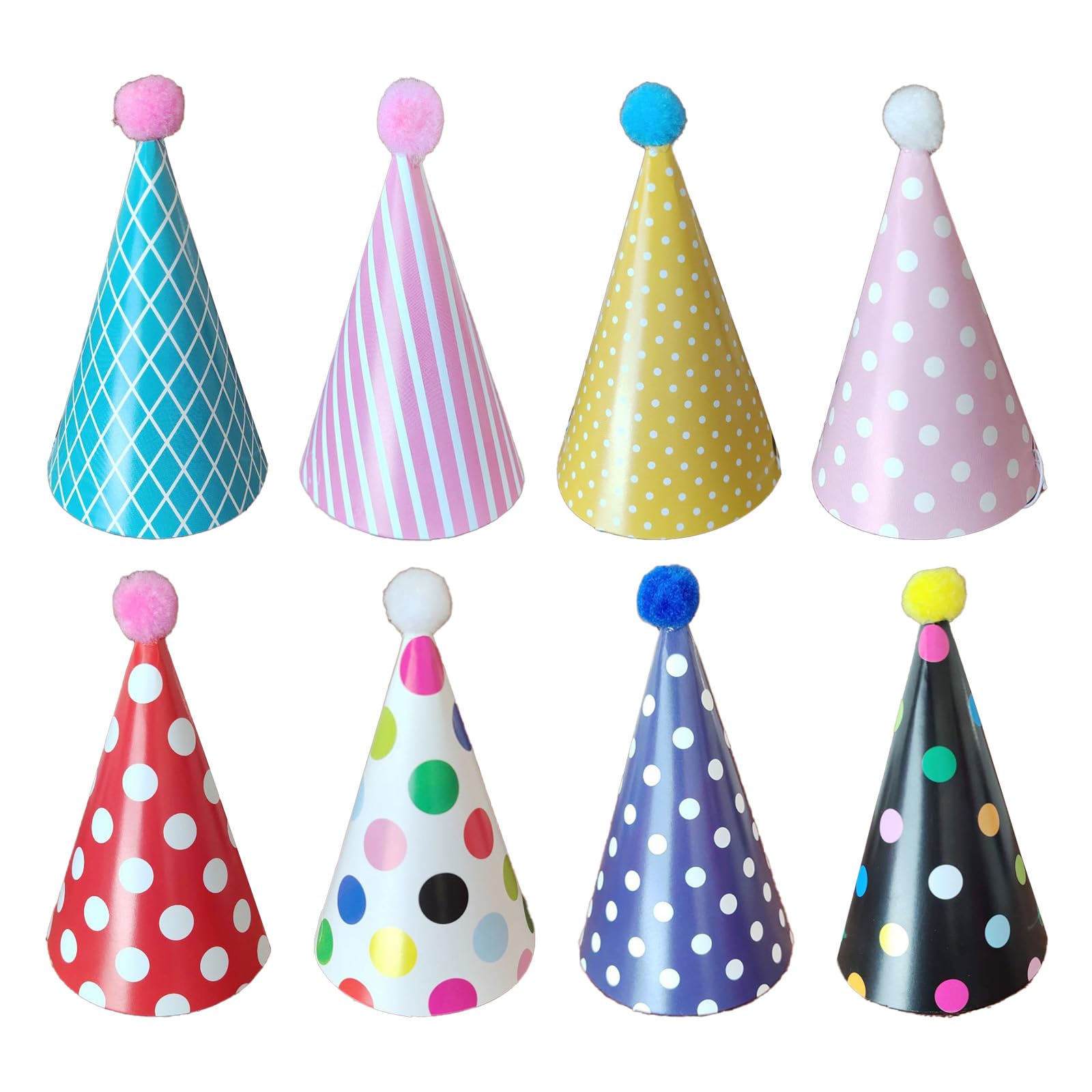 Ninnyi 40 Pcs Party Hats, Cone party with Pom Poms Paper Birthday Hat for Kids Adults
