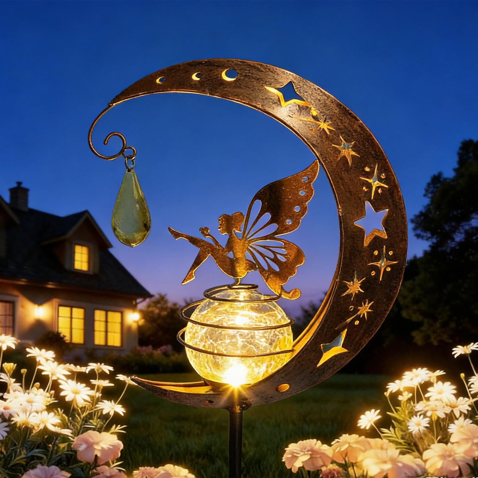 Tremdwoto Solar Lights Garden Decorations, Moon Fairy Light, Solar Crackle Glass Globe, Warm LED Light for Pathway Lawn Patio Courtyard Garden Gifts for Mom Grandma Women — image 1