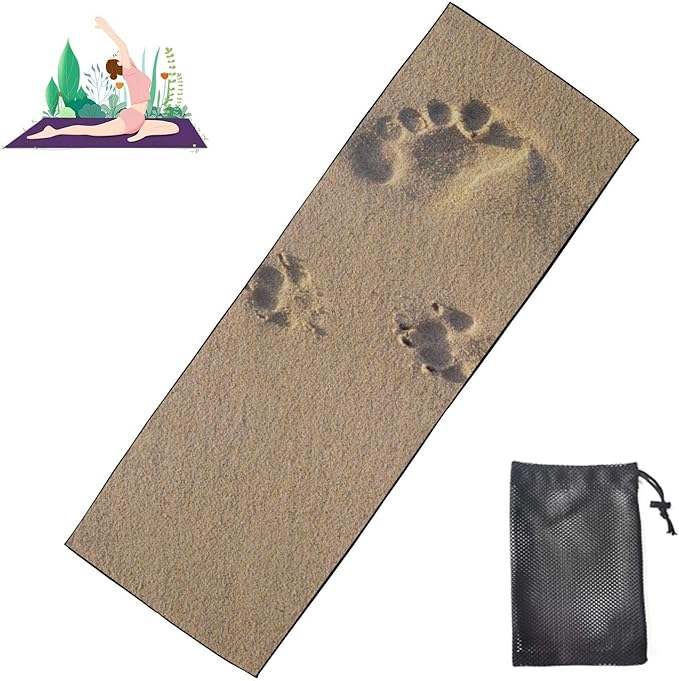 Yoga Mat Outdoors Footprints On Sand Beach