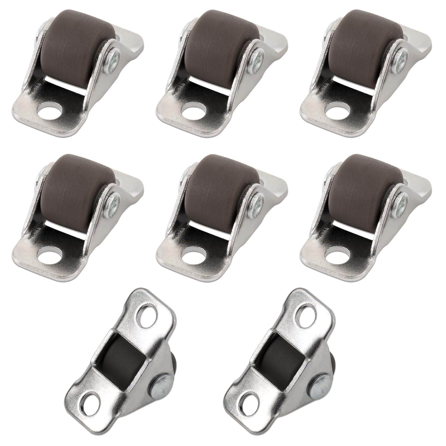Photo 1 of 10 Pack Mini Fixed Caster Wheels 1/2 Inch Silent Ball Bearing Small Casters Wheels, Metal Top TPE Rubber Low Profile Caster Wheelsfor Small Appliances,Furniture Drawer, Storage Box (Non Swivel)