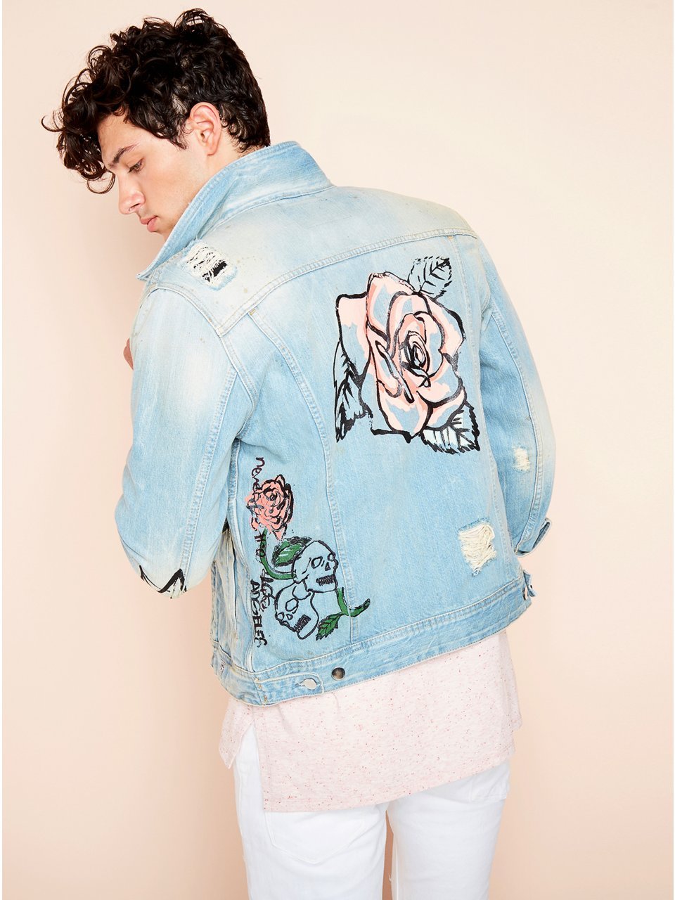 guess denim jacket logo on back