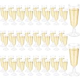 50 Pcs Plastic Champagne Flutes, Disposable Clear Champagne Glasses, 5oz Plastic Wine Glasses, Assemble Plastic Champagne Cup