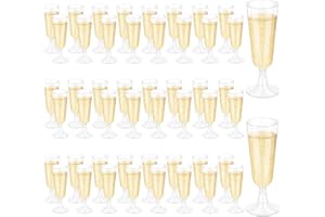 50 Pcs Plastic Champagne Flutes, Disposable Clear Champagne Glasses, 5oz Plastic Wine Glasses, Assemble Plastic Champagne Cup