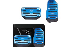 Flygun 2 PCS Car Accelerator Brake Pedal Decor Kit, Durable Metal Rubber Vehicle Brake Pedal Cover Accessories, Universal Anti-Slip Automotive Transmission Pedal Covers Replacements (Blue)