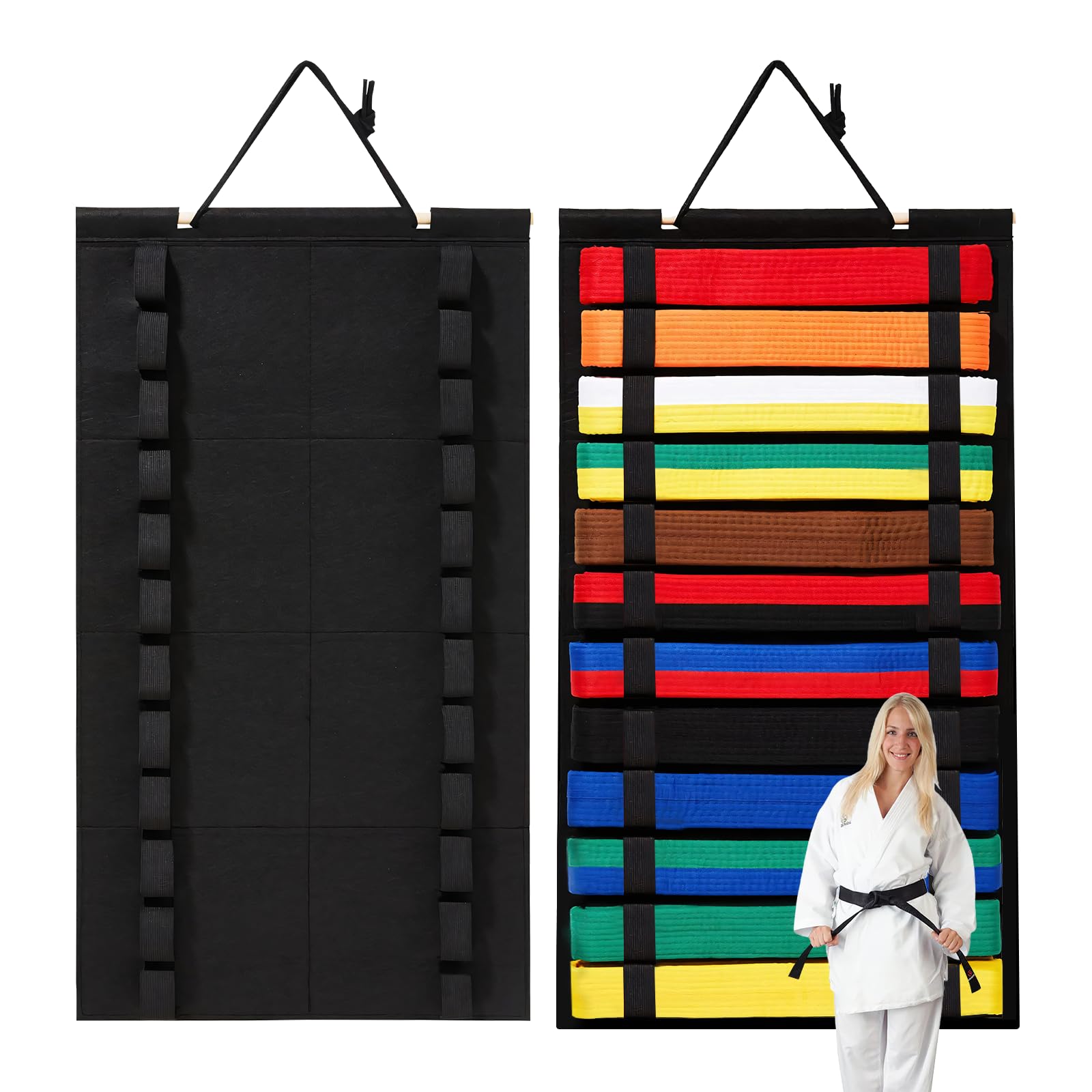 EliphonTowne 12 Belts Karate Belt Display Rack - Martial Arts Belt Display Holder, Taekwondo Belt Organizer, Equipment for Taekwondo Coaches, Students and Enthusiasts(1 PC, No Belts)