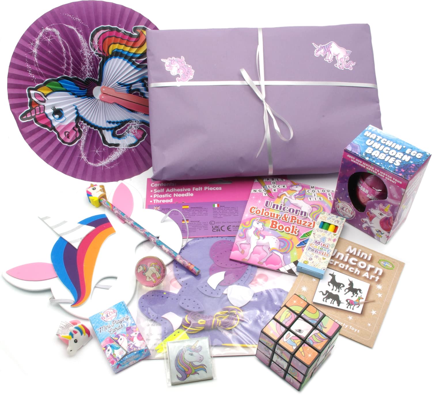 Brimtoy Pre-Wrapped 12 layer unicorn Pass the Parcel - 3yrs upwards, girl's Birthday party game, themed gift in each layer with main prize in last layer.