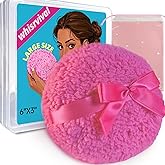 whisrvival 6" Large Body Powder Puff and Container, Soft Fluffy Dusting Powder Puff for Body Powders, Quick Even Application, Washable, Cute Rose Pink
