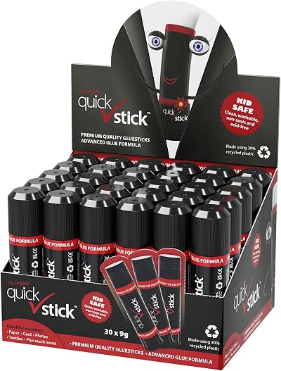 Quick Stick Glue Sticks Original 9g Pack of 30 - Non Toxic Craft Glue