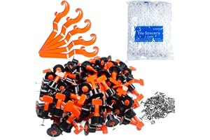 Tile Leveling System Kit,200pcs Reusable Tile Leveler Spacers+1000pcs 1/12" Cross-Shaped Tile Spacers+5pcs Wrench+50pcs 1/16"