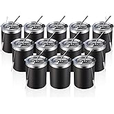 MEWAY 12 oz Lowball, Tumbler Stainless Steel Double Wall Vacuum Insulated Mug with Straw and Lid, Cleaning Brush ,Durable Powder Coated Insulated Coffee Cup for Cold & Hot Drinks (Black, 12 pack)
